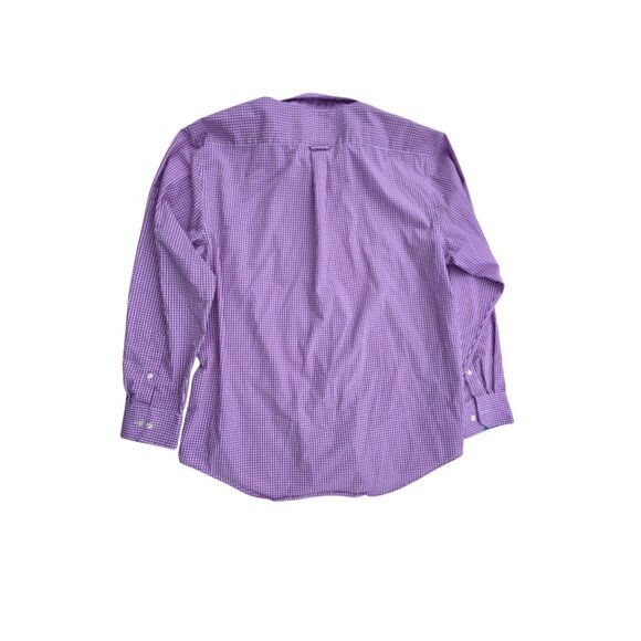 Izod Mens Non-Iron Stretch Purple Gingham Button-Down Shirt XL - Picture 2 of 6